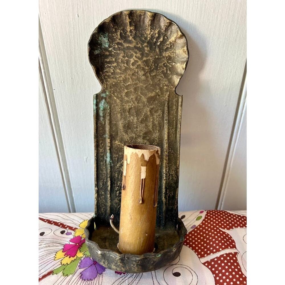 Vintage brass wall sconce light candlestick 10.5" sunset lightolier